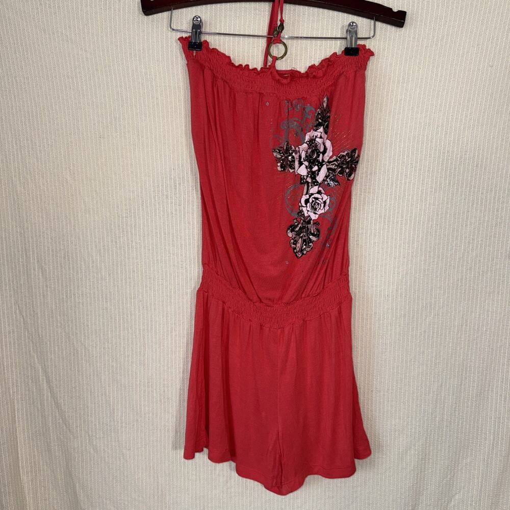 Vintage Y2K Southpole Medium Halter Romper 2000's Streetwear Mcbling Festival